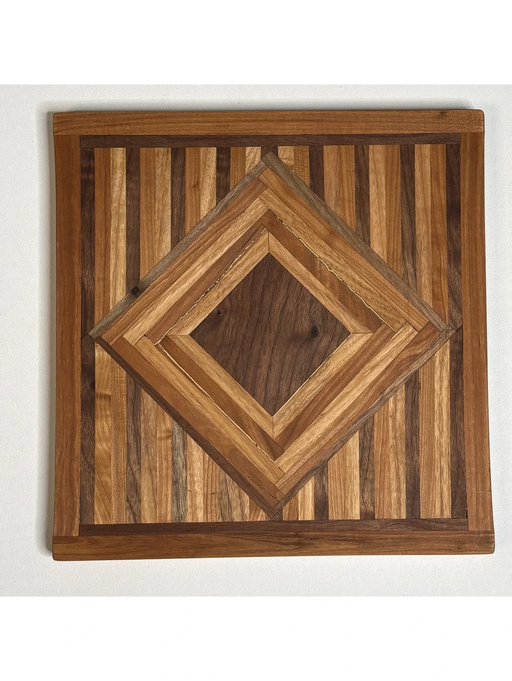 Handcrafted Carmine Antidormi Wood Inlay Geometric Charcuterie Board